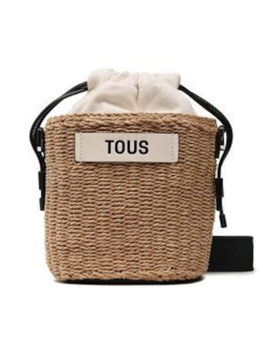Natural Saca Scoubidou Straw Women's Bag Shoulder Beige