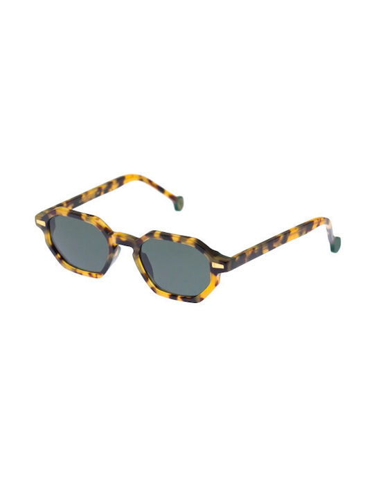 Kyme Unisex Γυαλιά Ηλίου με Καφέ Ταρταρούγα Κοκκάλινο Σκελετό και Πράσινο Φακό