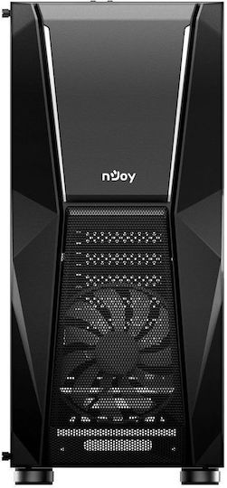 NJOY Fort Gaming Midi-Turm Computergehäuse mit Seitenfenster und RGB-Beleuchtung Schwarz
