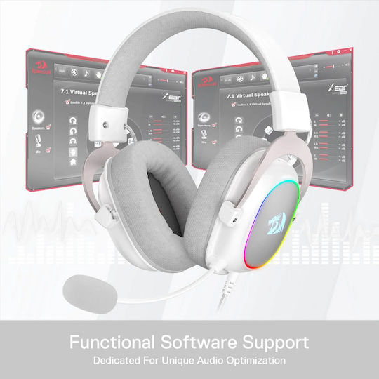 Redragon H510 Zeus-X RGB Over Ear Gaming Headset με σύνδεση USB Λευκό