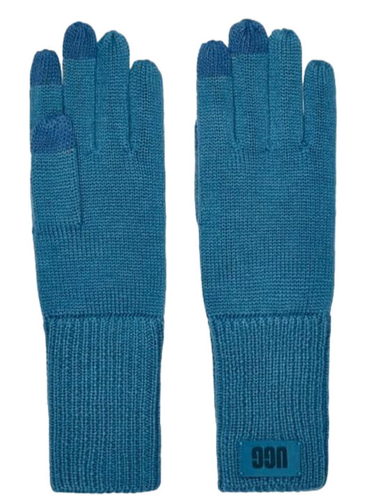 Ugg Australia Pop Cuff Μπλε Γυναικεία Πλεκτά Γάντια Αφής