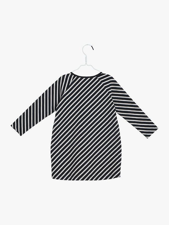 Papu Kids Dress Striped Long Sleeve Black