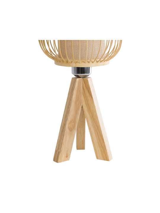 GloboStar Wood Table Lamp for Socket E27 with Beige Shade and Base