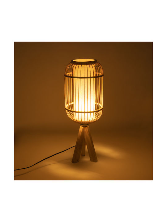 GloboStar Wood Table Lamp for Socket E27 with Beige Shade and Base