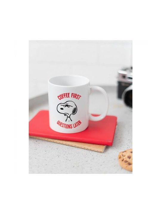 Grupo Erik Snoopy - Coffee First Questions Later Tasse Keramik Weiß 330ml 1Stück