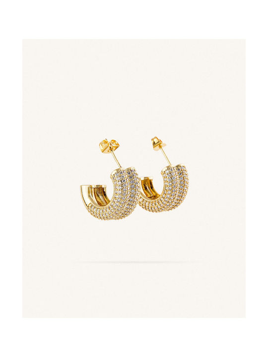 StanStefan Earrings Hoops made of Steel Gold Plated with Stones