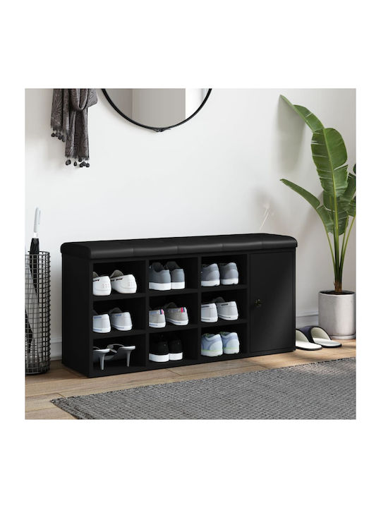 Entry Furniture with Shoe Rack & Bench Black Velvet-Black Metal 102x32x50cm
