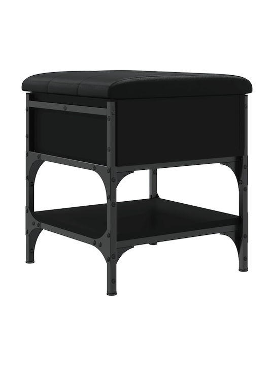 Entry Furniture with Shoe Rack & Bench Black Velvet-Black Metal 42x42x45cm