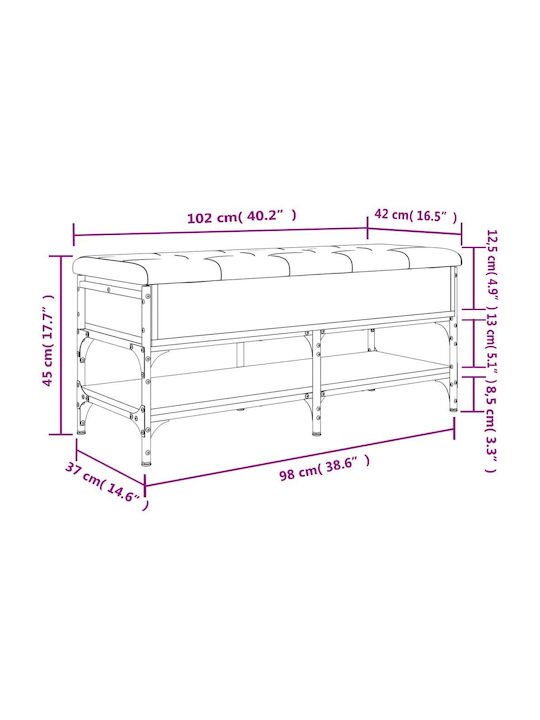 Entry Furniture with Shoe Rack & Bench Black Velvet-Black Metal 102x42x45cm
