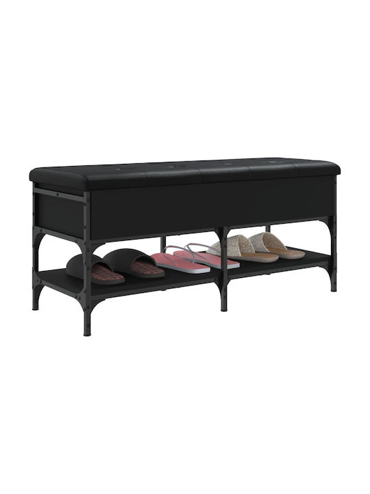 Entry Furniture with Shoe Rack & Bench Black Velvet-Black Metal 102x42x45cm
