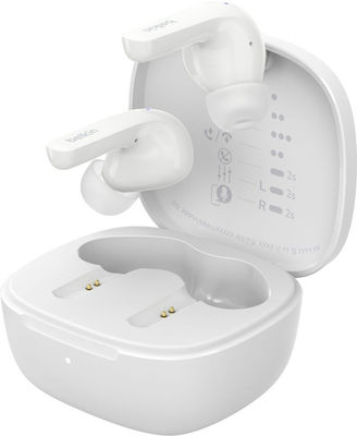 Belkin SoundForm Motion In-ear Bluetooth Handsfree Ακουστικά με Αντοχή στον Ιδρώτα και Θήκη Φόρτισης Λευκά