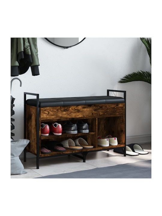 Hallway Furniture with Shoe Rack and Bench Smoked Oak 85.5x32x57.5cm