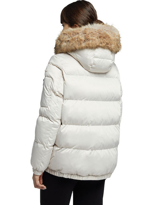 Kurz Damen Puffer Jacke für Winter Beige