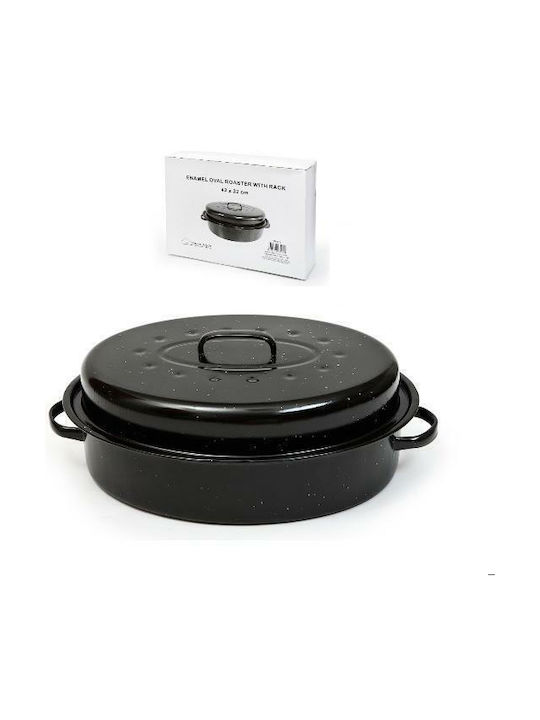 Homestyle Dutch Oven Oval Made of Aluminum with Grill 45x35cm 1pcs