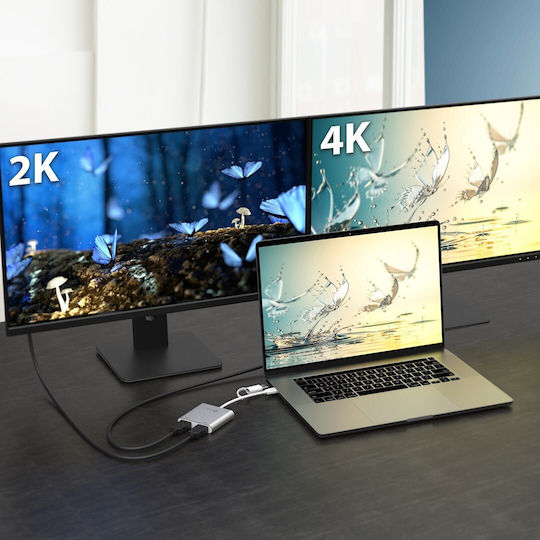 J5 Create JCA365 USB-A / USB-C Docking Station με HDMI 4K και σύνδεση 2 Οθονών Γκρι