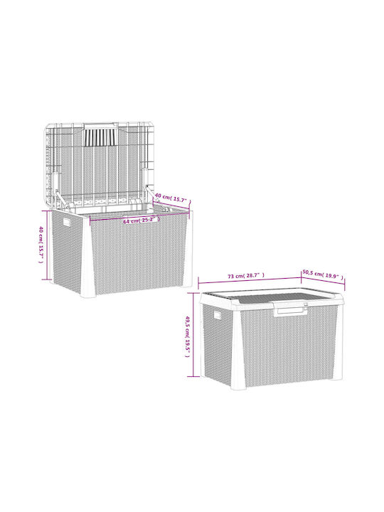 vidaXL Outdoor Storage Box 125lt Gray L73xW50xH49.5cm