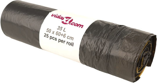 vidaXL Trash Bags Capacity 35lt with Drawstring 50x66cm 250pcs Black