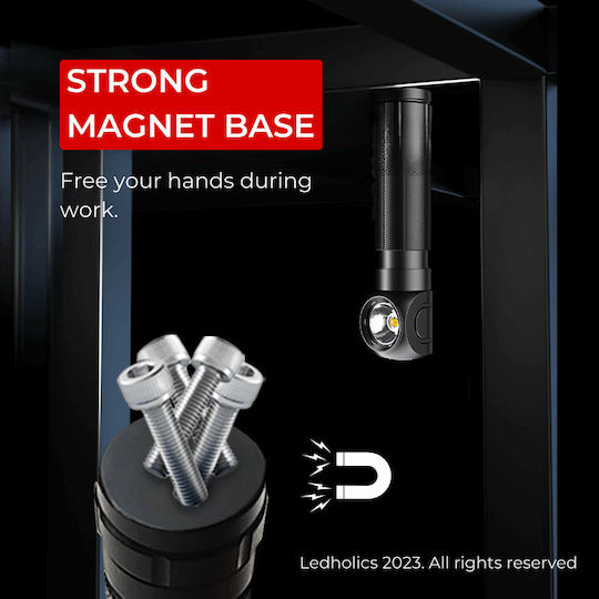 Ledholics Wiederaufladbar Taschenlampe LED IP43 mit maximaler Helligkeit 600lm
