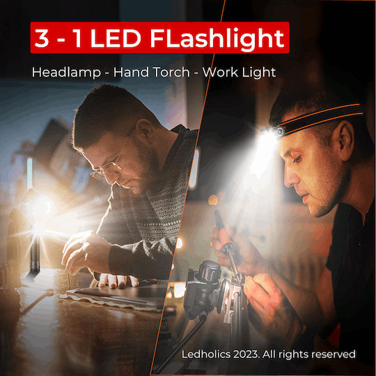 Ledholics Wiederaufladbar Taschenlampe LED IP43 mit maximaler Helligkeit 600lm