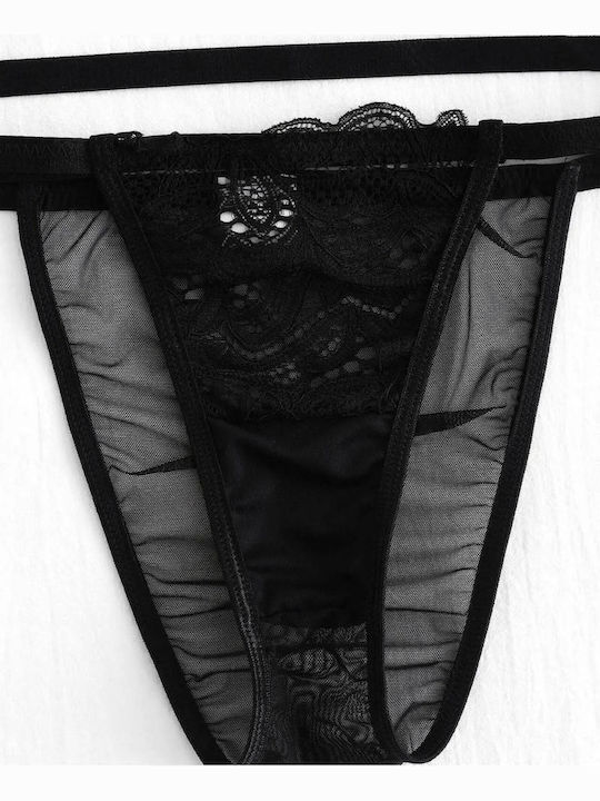 Siya Miting Dantelat Set de Lenjerie Sutien cu Brazilia Negru