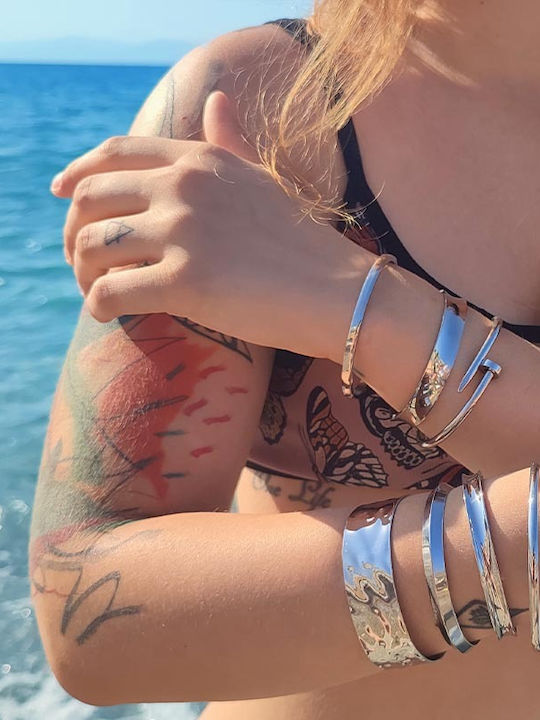Theodora's Jewellery Βραχιόλι Χειροπέδα από Ατσάλι