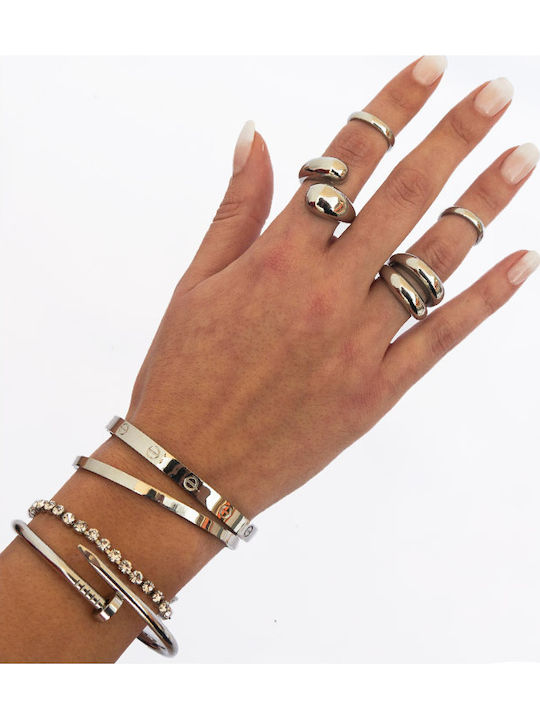 Theodora's Jewellery Βραχιόλι Χειροπέδα από Ατσάλι