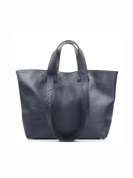 Passaggio Leather Leather Women's Bag Shopper Shoulder Blue