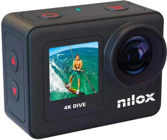 Nilox Action Cam 4K Dive 128GB Action Camera 4K Ultra HD Underwater with Touch Screen 2" and Wi-Fi Black