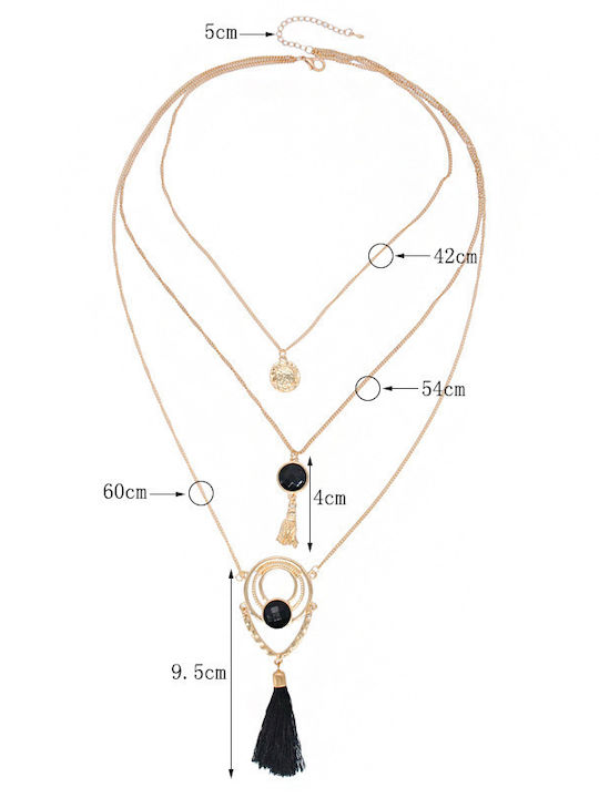 Markadoro Leo Zodiac Sign Necklace in Gold Plated Steel Black