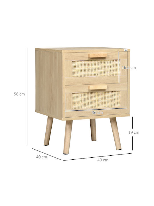 Κομοδίνο Ξύλινο Μπεζ 40x40x56cm