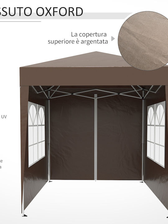 Outsunny Πτυσσόμενο Κιόσκι Κήπου Καφέ 2x2m