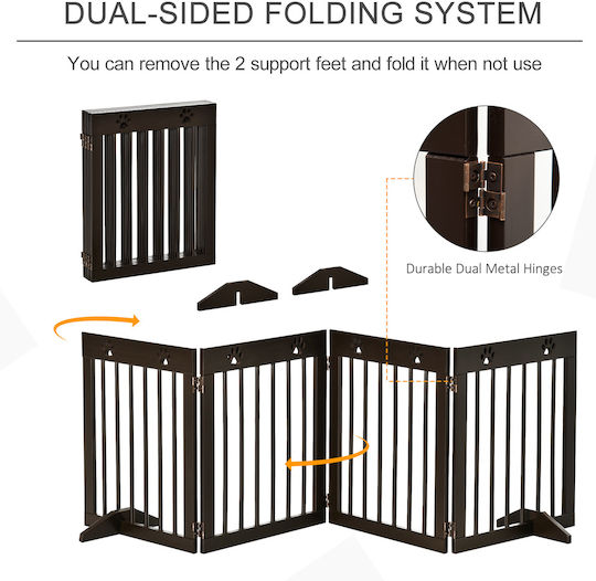 Pawhut Wooden Dog Divider 204x30x61cm Brown