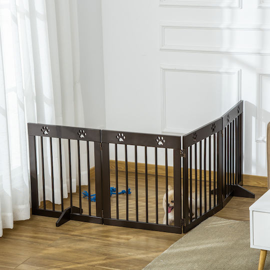 Pawhut Wooden Dog Divider 204x30x61cm Brown