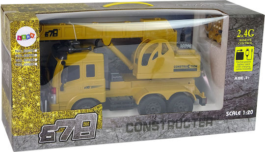 Lean Toys Remote Controlled Teleghidat Vehicul de construcție Galben