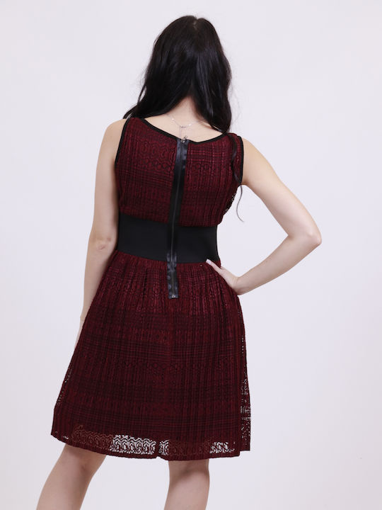 Summer Mini Dress for Wedding and Christening Burgundy
