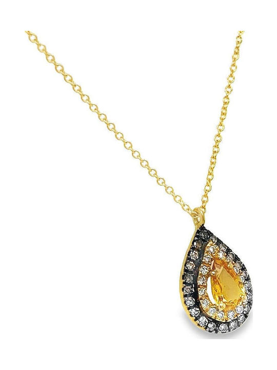Xryseio Necklace with design Tear from Gold 18k with Diamond