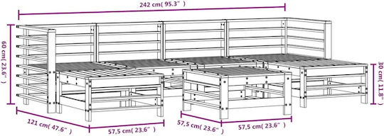 Garten- und Outdoor-Möbelset 7 Stück Weiß mit Kissen