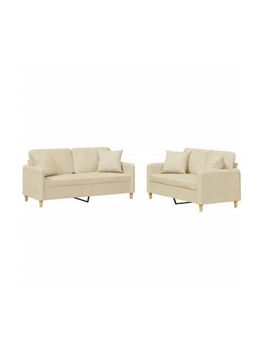 Living Room Furniture Set 3-Seater & 2-Seater Beige