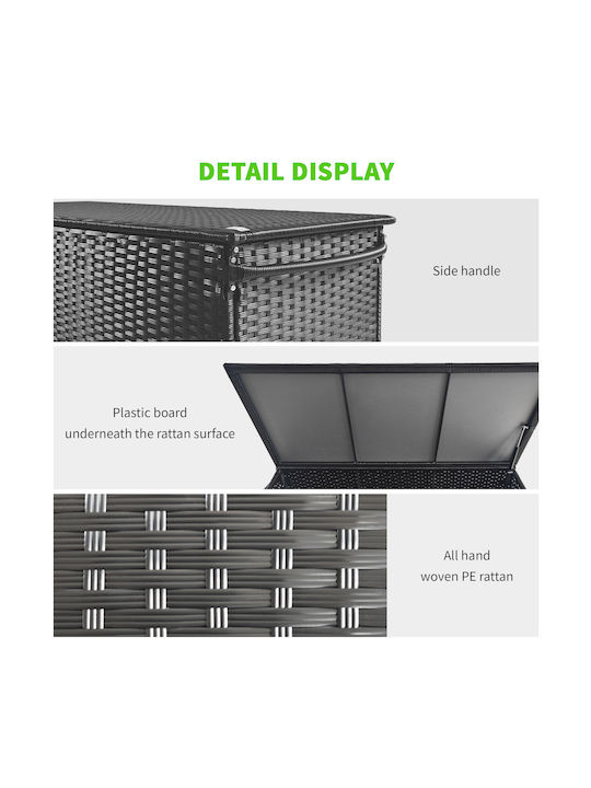 Outsunny Μπαούλο Αποθήκευσης Εξωτερικού Χώρου Rattan 330lt Μαύρο Μ121xΠ57xΥ67εκ.