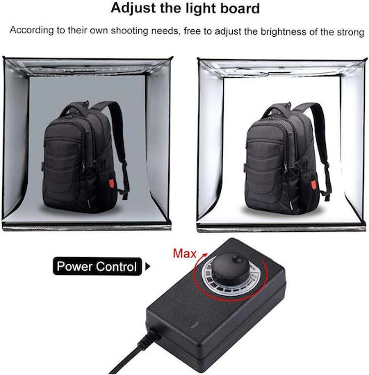 Photo Box Mini Αναδιπλούμενο Φωτιζόμενο με Πολλαπλά Backround 60x60x60cm