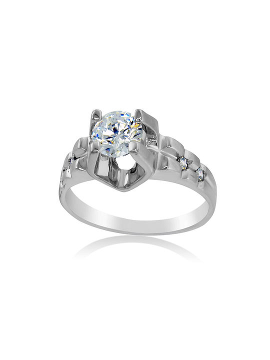 Antwnakakis Single Stone from White Gold 14K