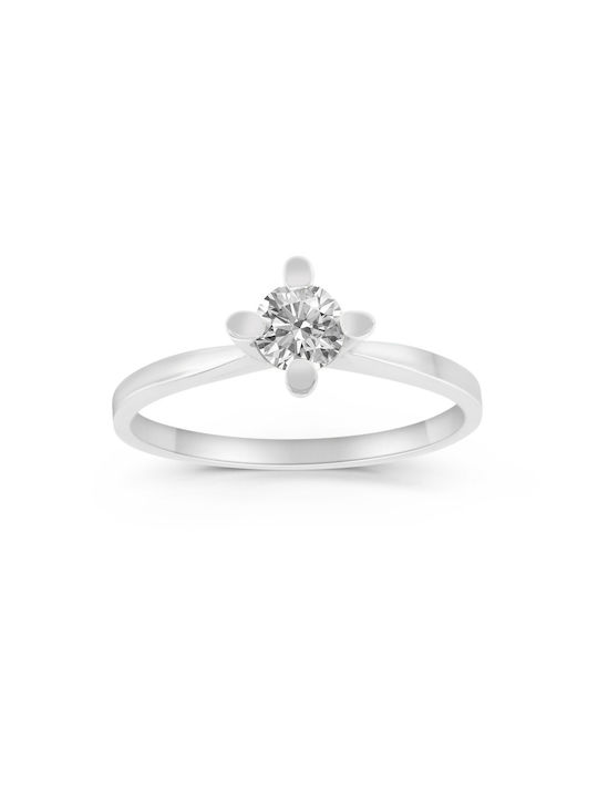 Antwnakakis Single Stone from White Gold 14K