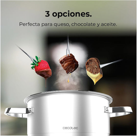 Cecotec Fun Electric Stainless Steel Fondue Pot Silver 1500 WW 17x17x17cm