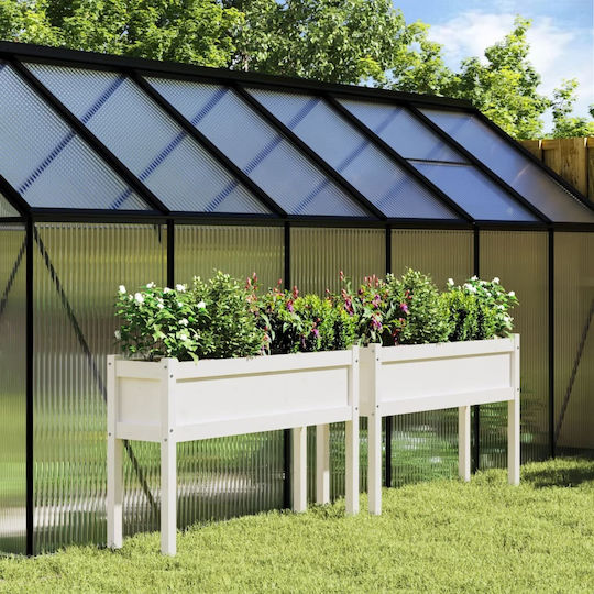 vidaXL Set 2 Planters Wooden White