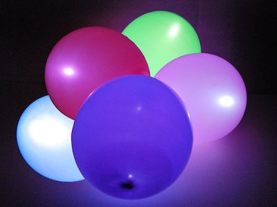 Set of 5 Balloons Birthday-Celebration Colorful with LEDs 30cm