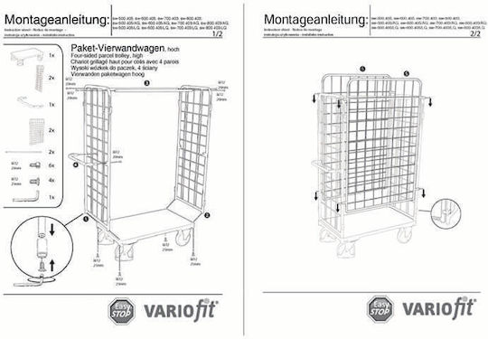 Variofit Transport-Wagen for Load Weight up to 500kg in Gray Color