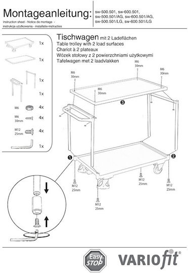 Variofit Transport-Wagen for Load Weight up to 250kg in Blau Color