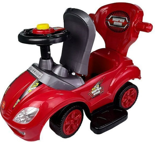 Lean Toys Мега Количка Езда На С Ръкохватка За Родител За 12+ Месеца Червена