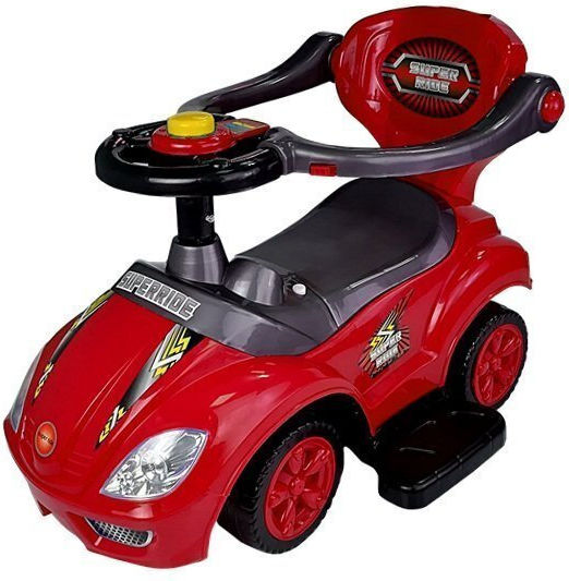 Lean Toys Мега Количка Езда На С Ръкохватка За Родител За 12+ Месеца Червена