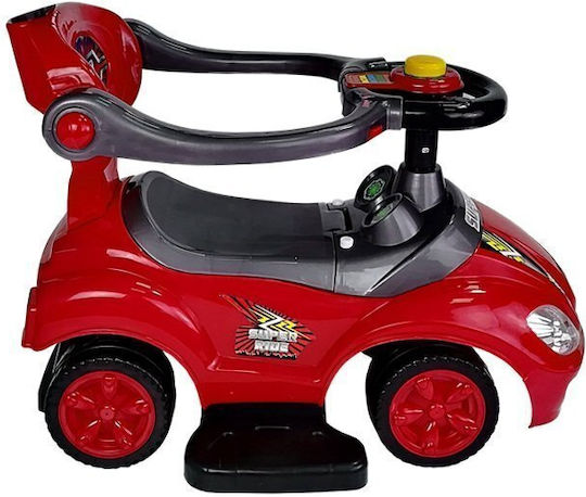 Lean Toys Мега Количка Езда На С Ръкохватка За Родител За 12+ Месеца Червена